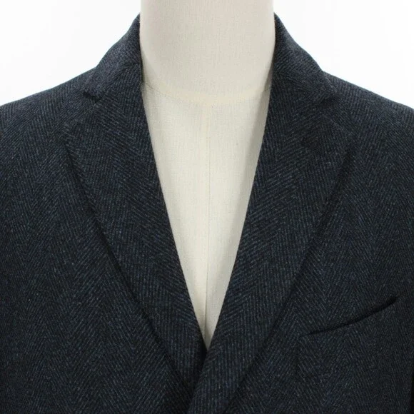 Cardinal of Canada NWT Top Coat Size 42R US Blue & Black Herringbone Wool/Cash